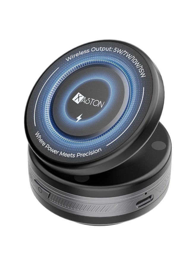 اكساستون شاحن سيارة لاسلكي مغناطيسي من مع شحن سريع بقوة 15 واط، وحامل هاتف 2 في 1 مع شحن مغناطيسي وسلكي، وحامل سيارة دوار 360 درجة، وحامل هاتف آمن، متوافق مع هواتف iPhone وSamsung الذكية (أسود، NCH17W) - Image 1